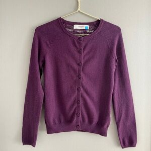 Purple Anthropologie Button-up Cardigan Sweater with Lace Detail Size XS